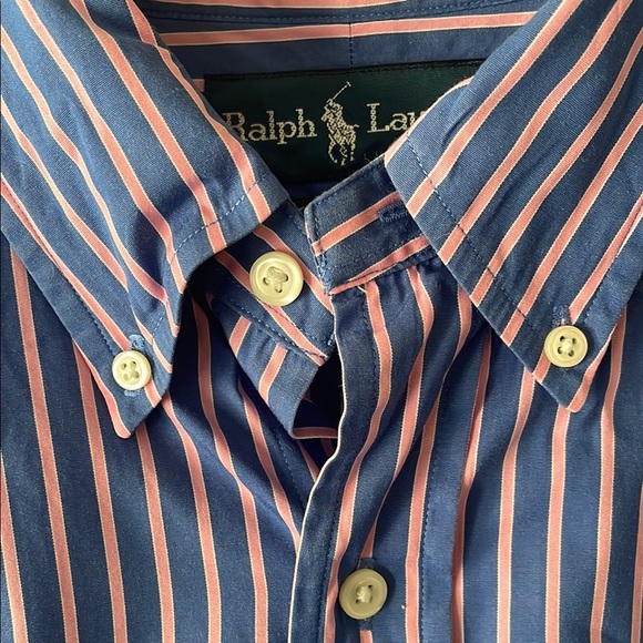 Ralph Lauren Men’s 16 34/35 Blue and Pink Button Down Collar Shirt Classic - Picture 3 of 7